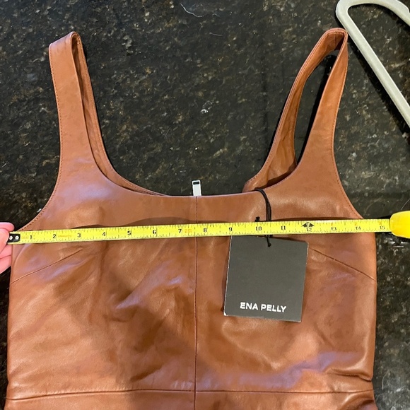 *MSRP $400* Ena Pelly Delaney Leather Mini Dress in Whiskey NWT Size 4 - Picture 11 of 13